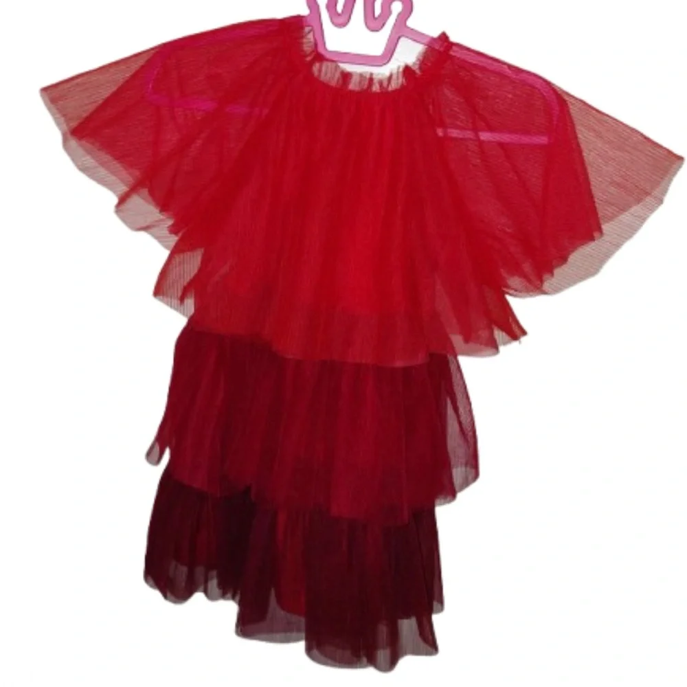 Tiered Red Tulle Dress